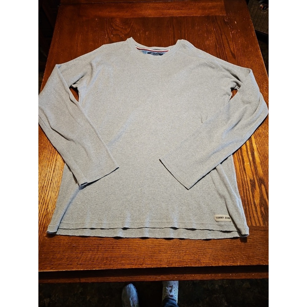 Tommy Hilfiger 100% Cotton Sweater XXL Gray Long Sleeve Crewneck Pullover (A927)